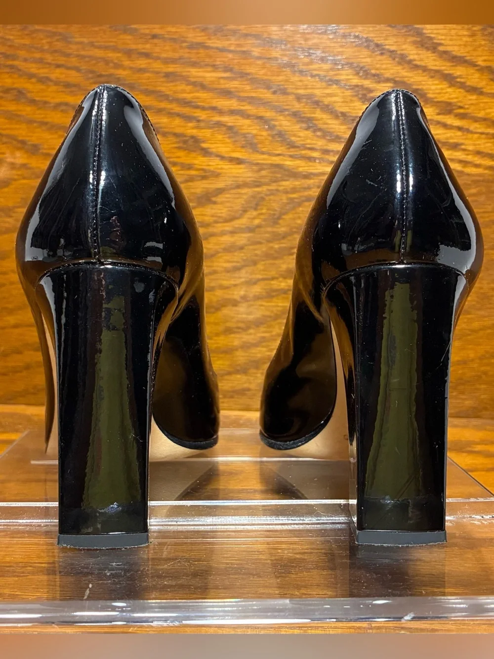 Kate Spade ITALY MADE Black Patent Leather Block Heel Pumps Size 6